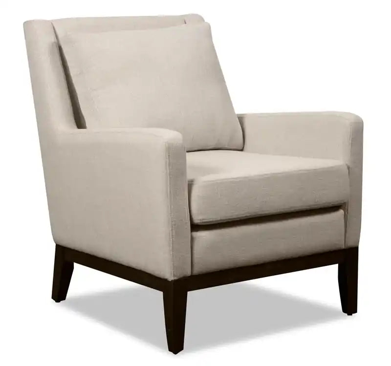 Adel 28.5 Linen-Look Fabric Accent Chair with Wood Base