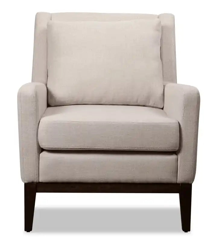 Adel 28.5 Linen-Look Fabric Accent Chair with Wood Base