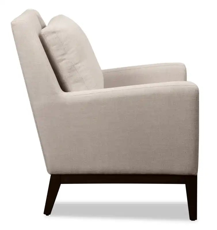 Adel 28.5 Linen-Look Fabric Accent Chair with Wood Base