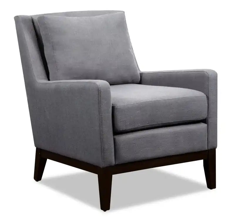Adel 28.5 Linen-Look Fabric Accent Chair with Wood Base