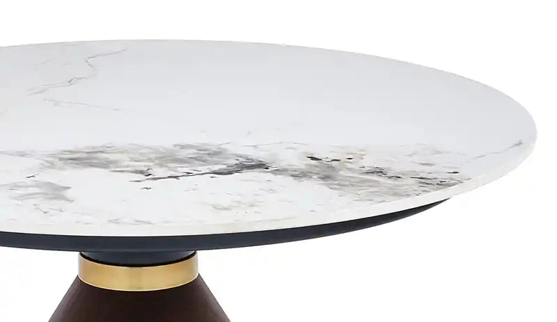 Alwin 31.5 Modern Round Coffee Table with White Sintered Stone Top
