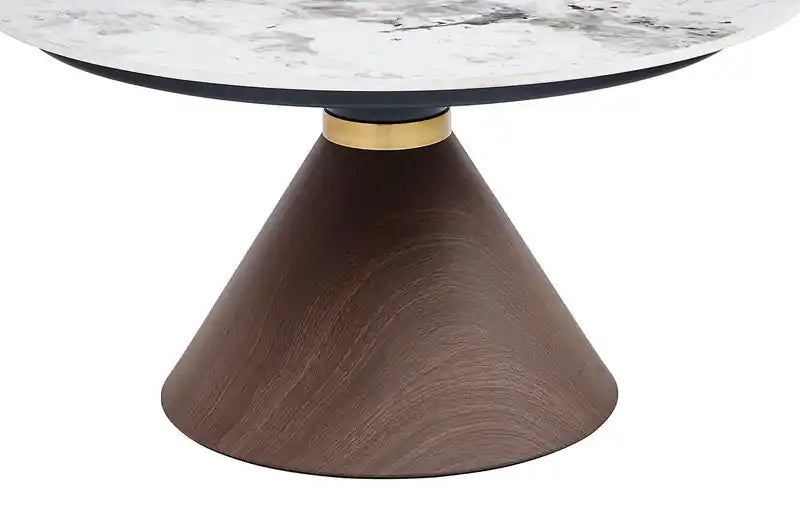 Alwin 31.5 Modern Round Coffee Table with White Sintered Stone Top