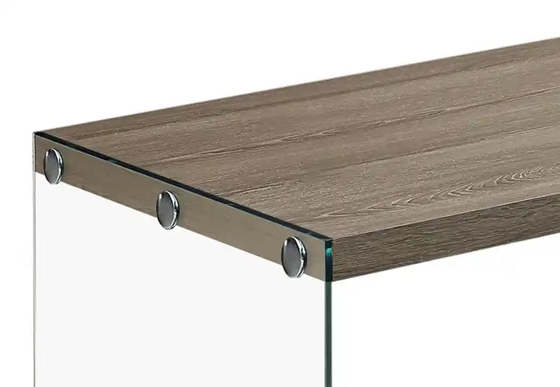 Aria 44 Modern Coffee Table - Grey-Brown with Glass Base
