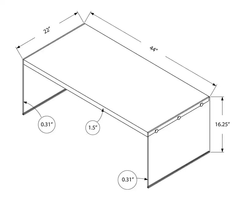 Aria 44 Modern Coffee Table - Grey-Brown with Glass Base
