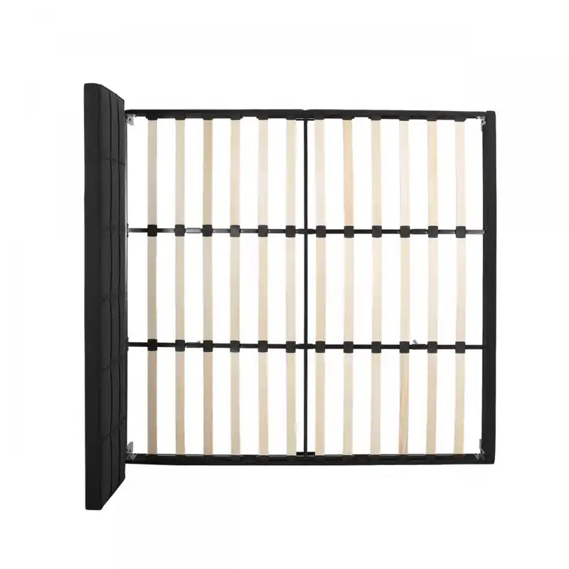 Lucia Upholstered Platform Bed Frame With Tufted Waffle Stitching,king Size,black King Bed