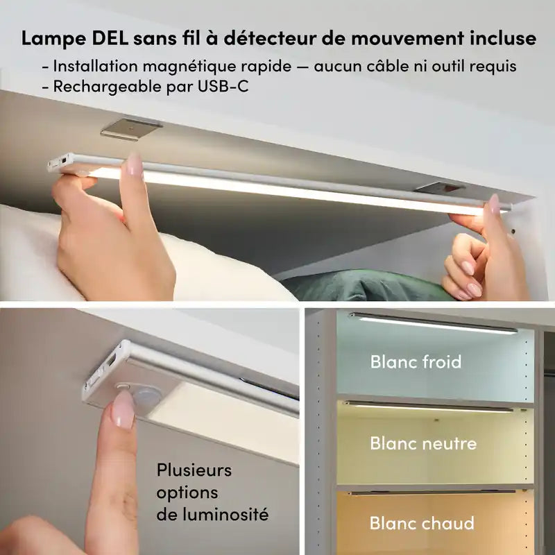 85" Modular L-Shaped Walk-In Closet System with LED Lights, Rods, Drawers & Shoe Storage