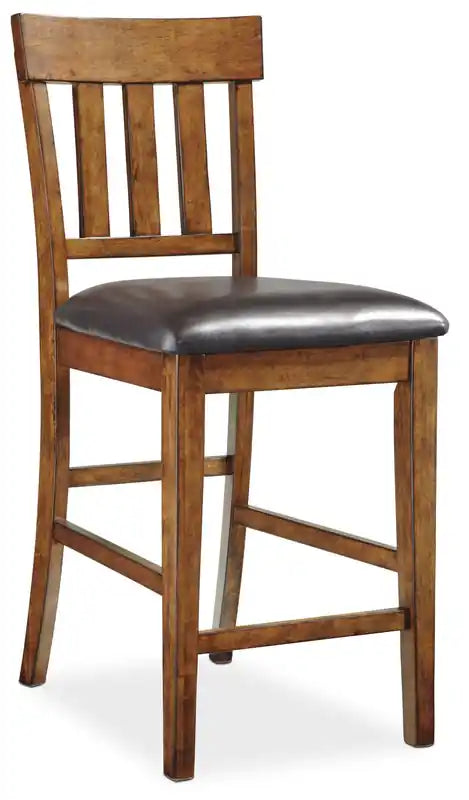 Ralene Barstool with Vegan-Leather Fabric, Slat-Back, 24H
