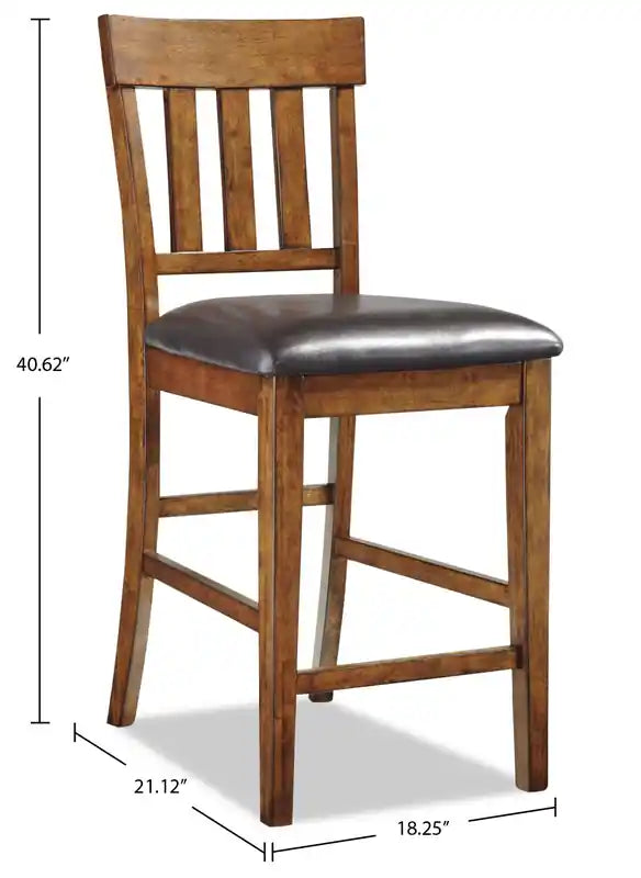 Ralene Barstool with Vegan-Leather Fabric, Slat-Back, 24H