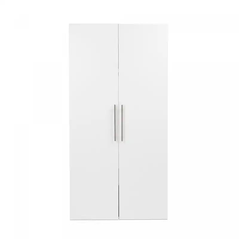 2-Shelf Wardrobe Storage Cabinet, Freestanding Closet Organizer with Hanging Rod