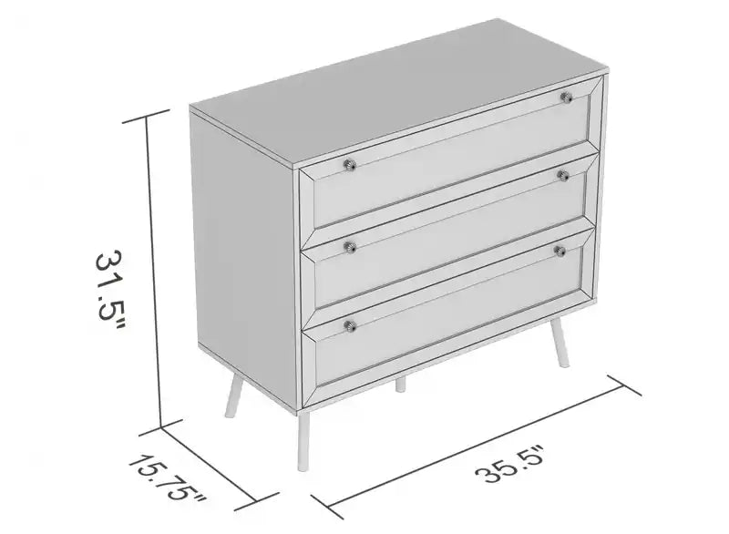 Storage Chest With 3 Drawers  Natural Brown Wood Look