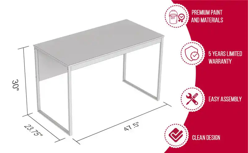 47 Computer Desk - Dark Taupe With Black Metal Base