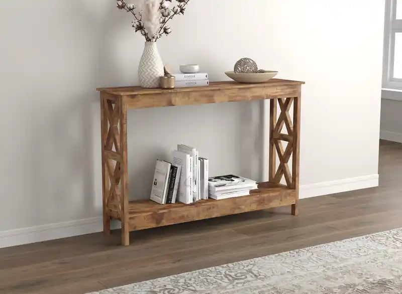 47 Console Table With 1 Shelf - Brown Reclaimed Wood