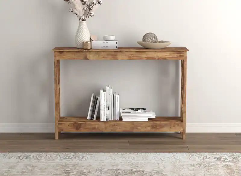 47 Console Table With 1 Shelf - Brown Reclaimed Wood