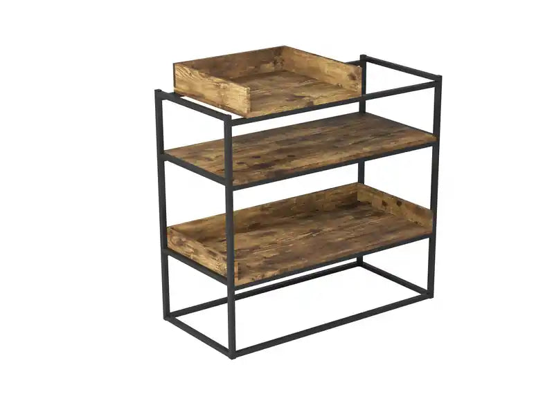 32 Console Table With Storage Shelf Brown Reclaimed Wood Black Metal