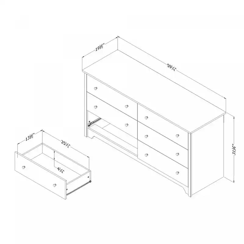 Vito 6-drawer Dresser - Pure White
