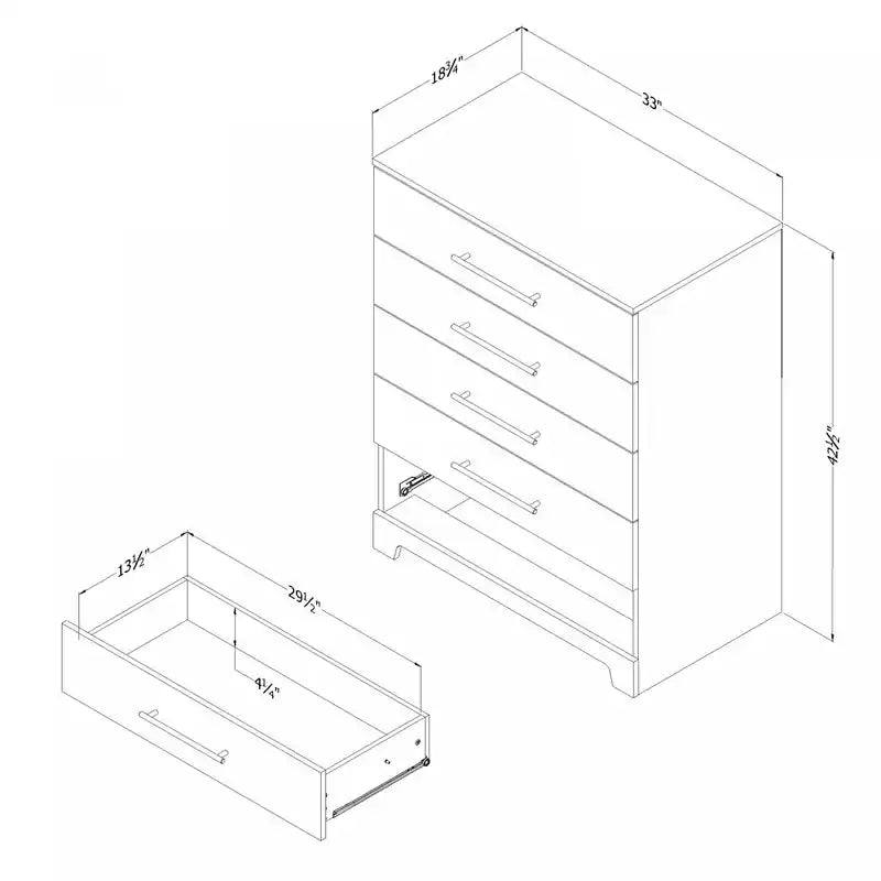 Primo 5-Drawer Chest - Black Oak