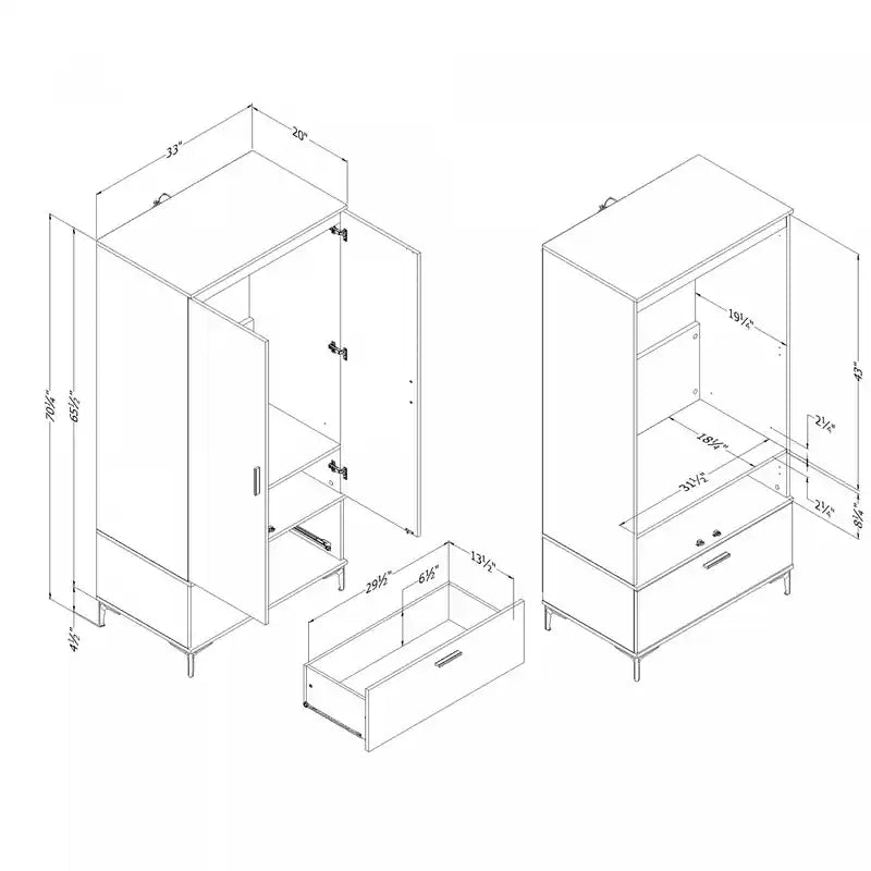 Musano Wardrobe Armoire With Doors And Drawers - Natural Walnut