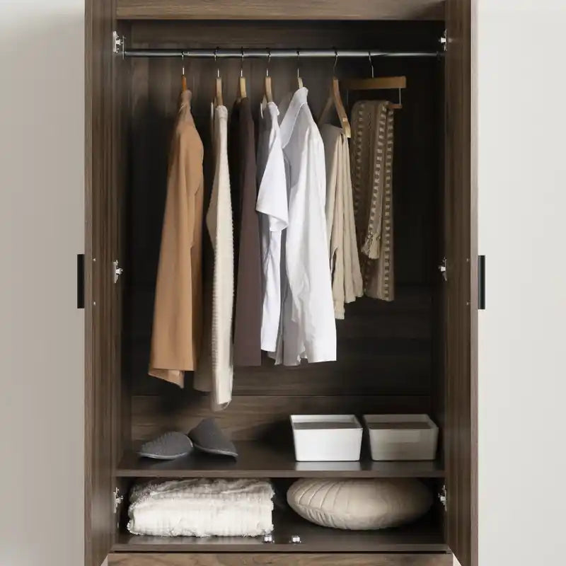Musano Wardrobe Armoire With Doors And Drawers - Natural Walnut