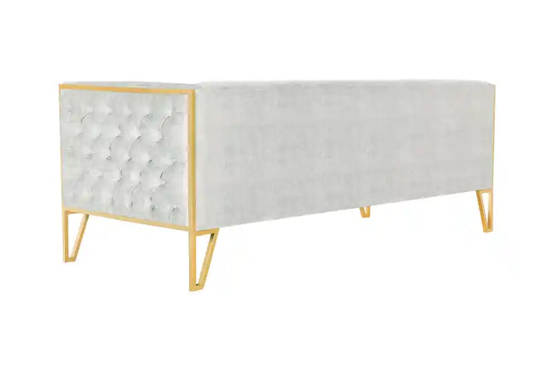 81.5" Modern Velvet Sofa with Gold Metal Legs, 3-Seater Living Room Couch, Grey