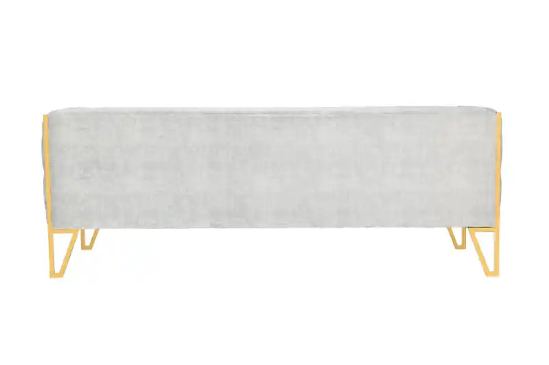 81.5" Modern Velvet Sofa with Gold Metal Legs, 3-Seater Living Room Couch, Grey