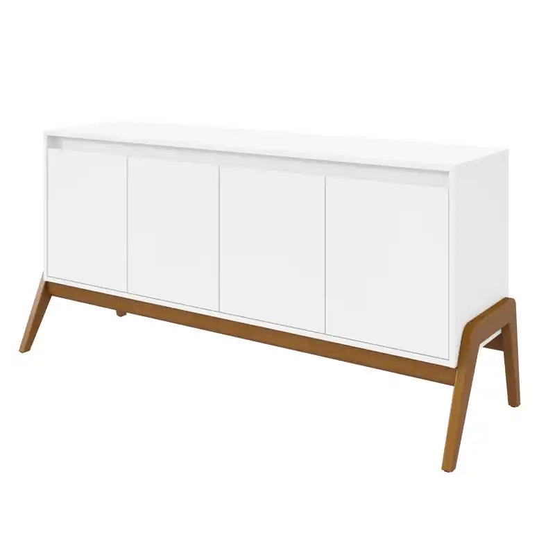 63.32" Mid-Century Modern Sideboard with Solid Wood Legs, Dining Room Storage Cabinet