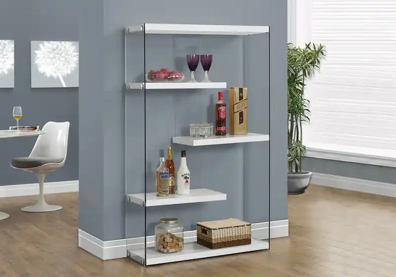 Glossy White with Tempered Glass Bookcase