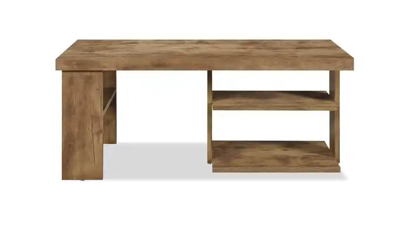 Devon 43.3 Rustic Coffee Table with Shelf - Light Pine Finish Wood