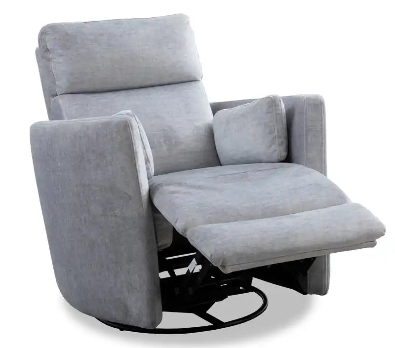 Ember 36 Fabric Swivel Glider Reclining Chair - Silver Cotton