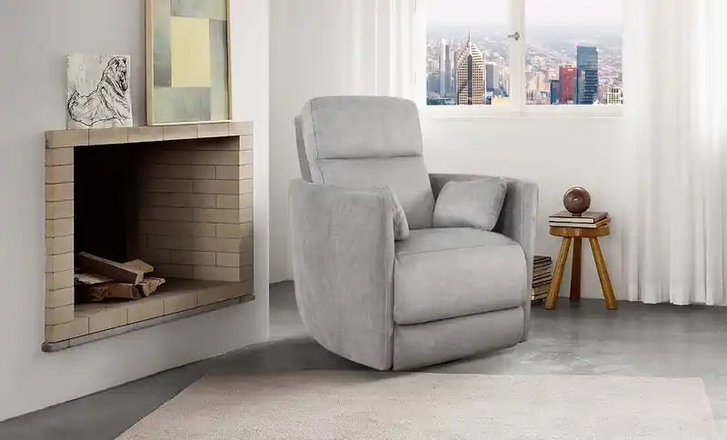 Ember 36 Fabric Swivel Glider Reclining Chair - Silver Cotton