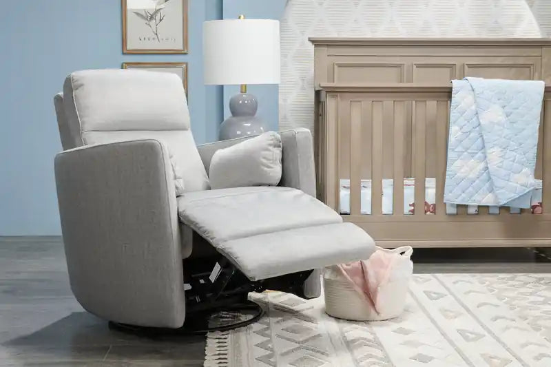 Ember 36 Fabric Swivel Glider Reclining Chair - Silver Cotton