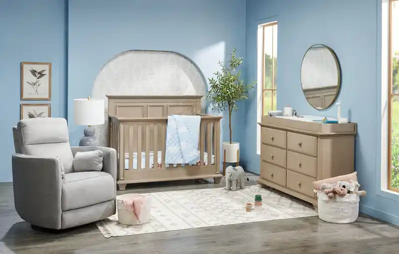 Ember 36 Fabric Swivel Glider Reclining Chair - Silver Cotton