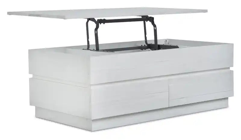Emir 48 Modern Lift Top Coffee Table with Storage - Alabaster White Wood