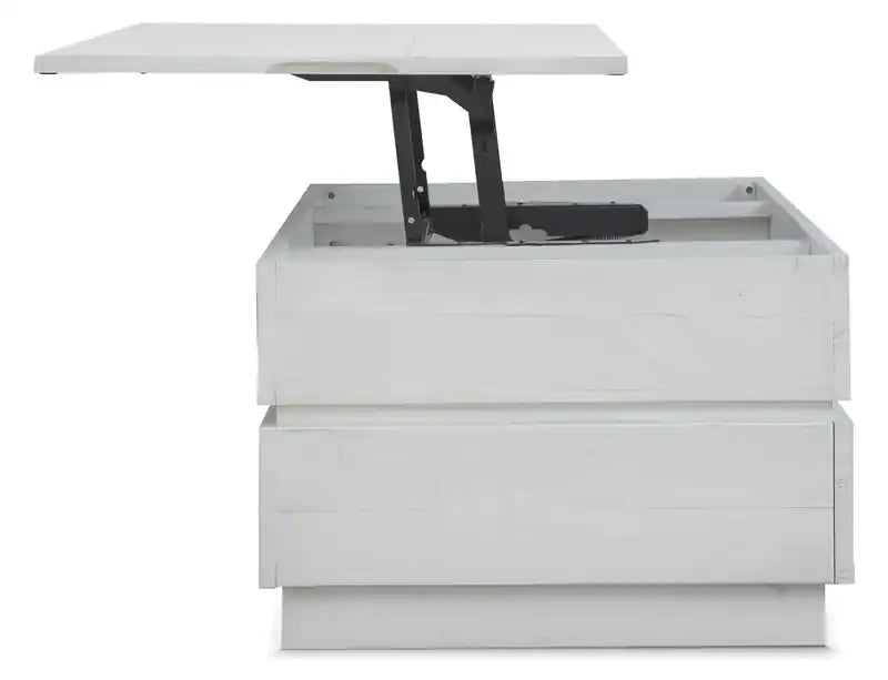 Emir 48 Modern Lift Top Coffee Table with Storage - Alabaster White Wood