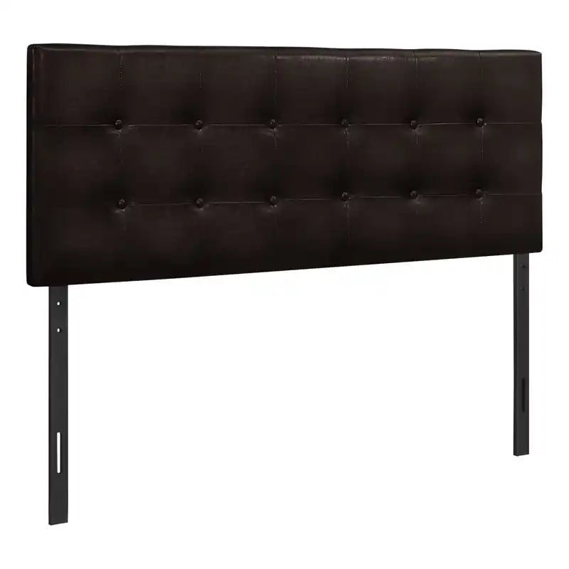 Estel Upholstered Headboard in Brown Vegan Leather Fabric, Button Tufted