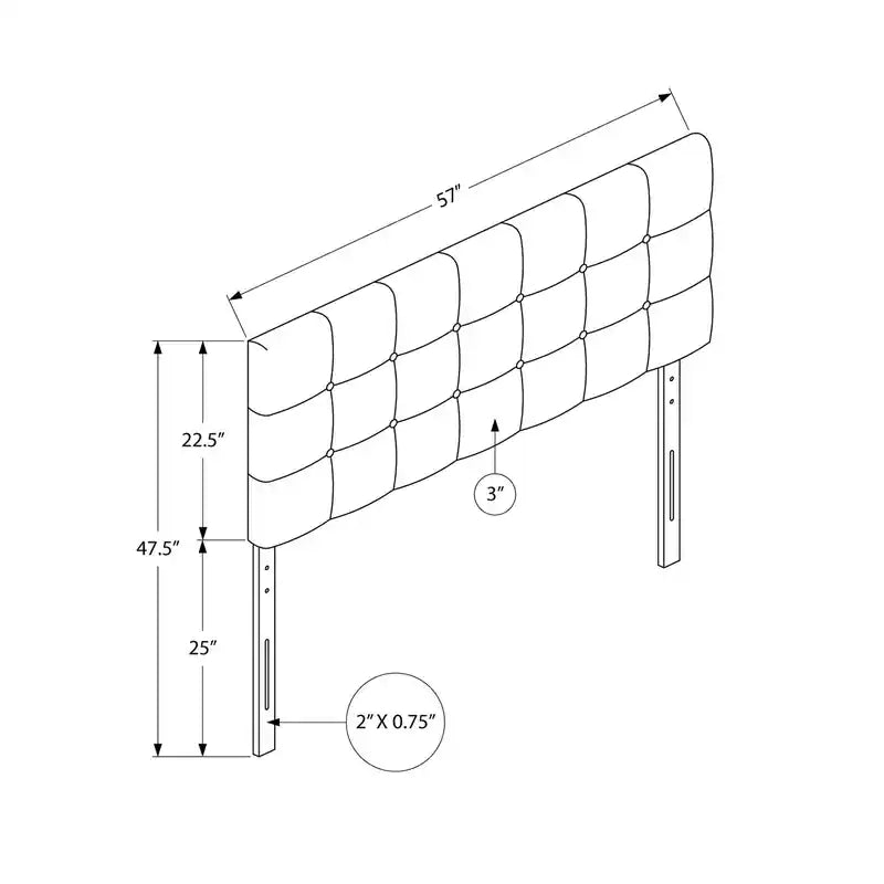 Estel Upholstered Headboard in Brown Vegan Leather Fabric, Button Tufted