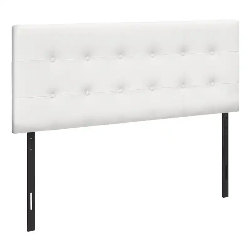 Estel Upholstered Headboard in White Vegan Leather Fabric, Button Tufted