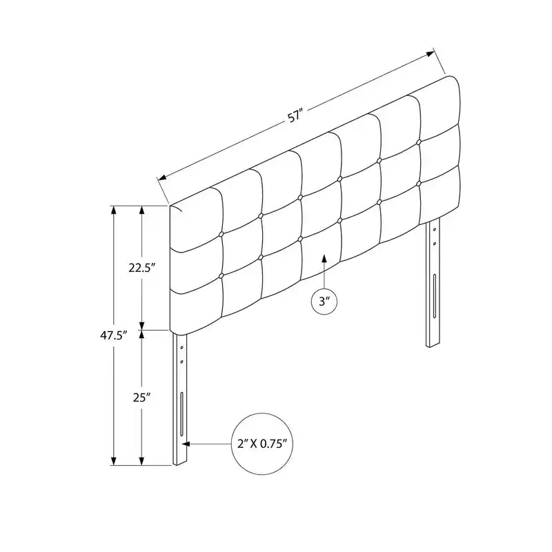 Estel Upholstered Headboard in White Vegan Leather Fabric, Button Tufted