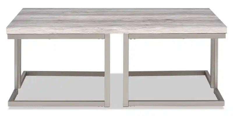 Jesse 47 Modern Coffee Table - Grey and Pewter with Metal Base