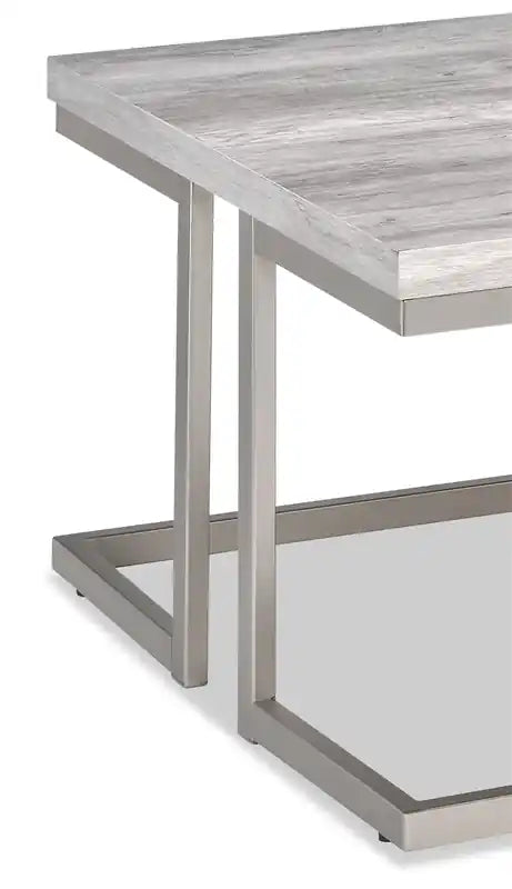 Jesse 47 Modern Coffee Table - Grey and Pewter with Metal Base
