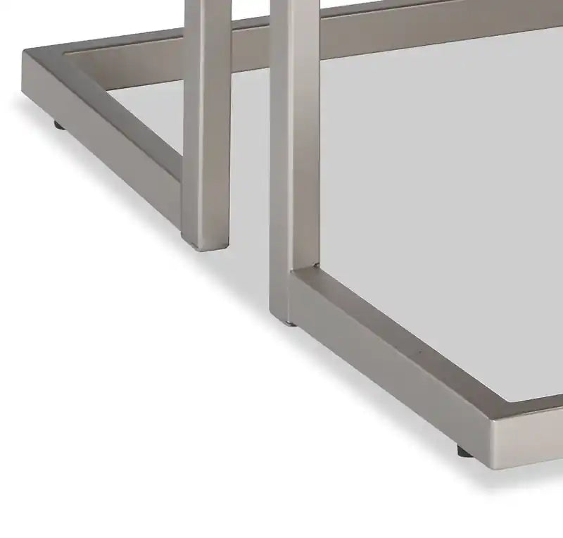 Jesse 47 Modern Coffee Table - Grey and Pewter with Metal Base