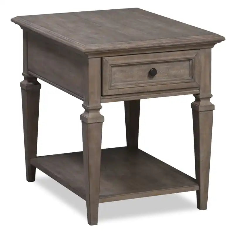 Lancaster 20 Traditional End Table with Storage and Shelf - Grey and Bronze Pine