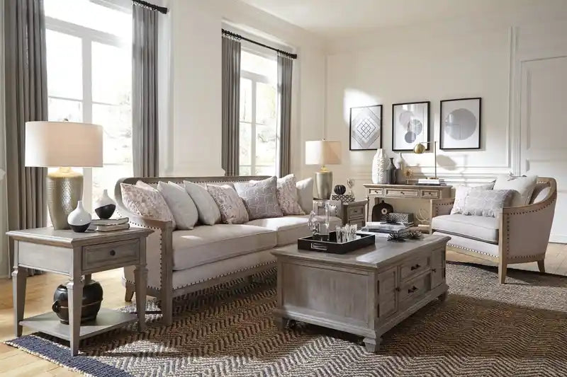 Lancaster 20 Traditional End Table with Storage and Shelf - Grey and Bronze Pine