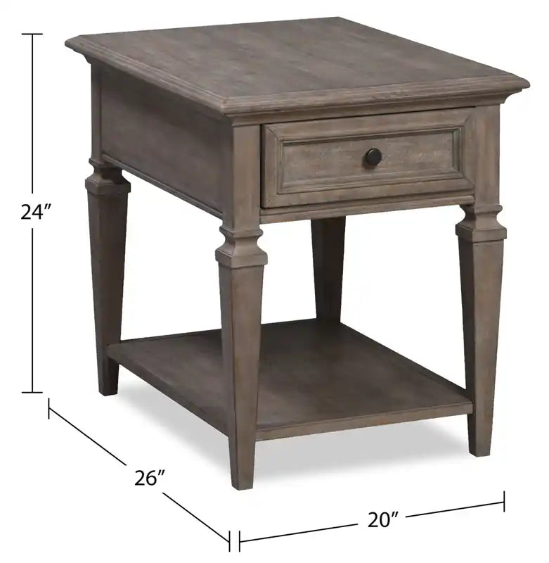 Lancaster 20 Traditional End Table with Storage and Shelf - Grey and Bronze Pine