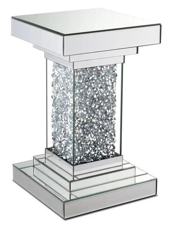 Luna 12 Mirrored Accent Table with Crystals