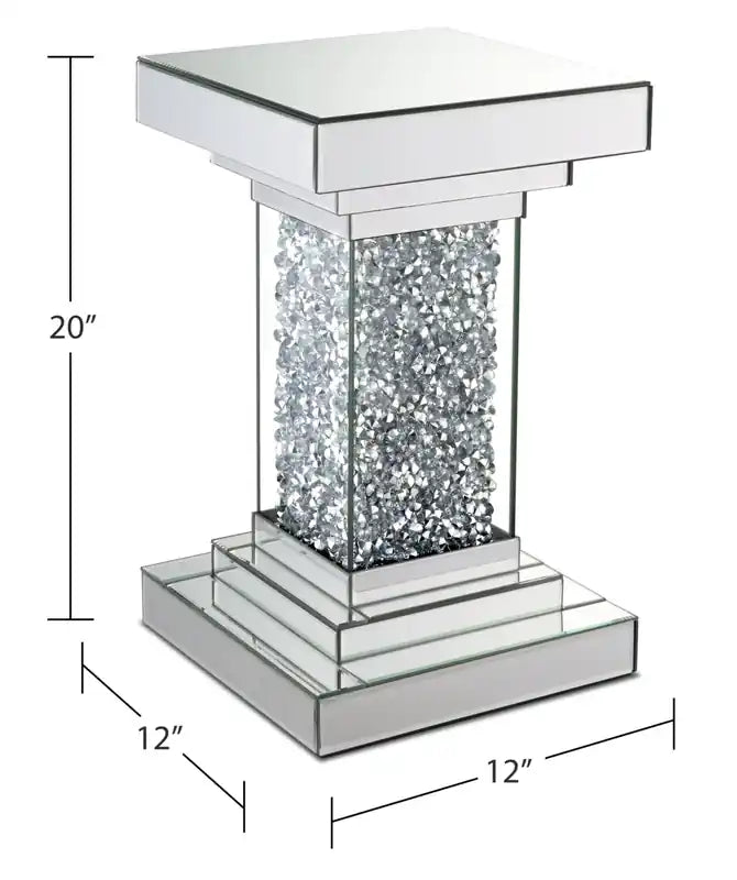 Luna 12 Mirrored Accent Table with Crystals