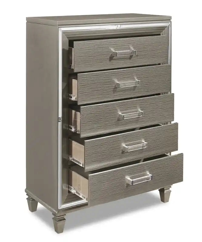Max Bedroom Chest of Drawers, 5-Drawer, 38W x 54.3H, Glam