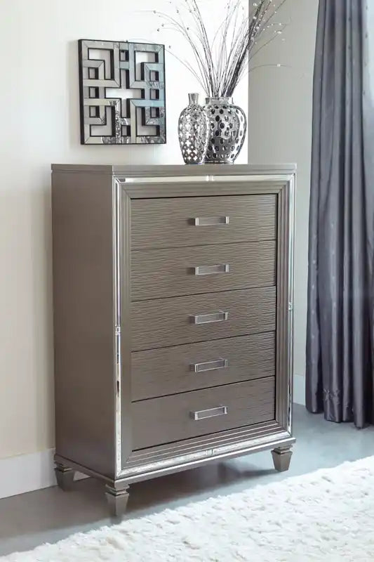 Max Bedroom Chest of Drawers, 5-Drawer, 38W x 54.3H, Glam