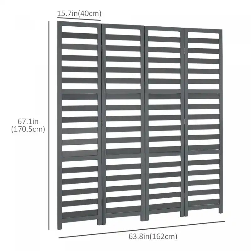 4-Panel Folding Room Divider with Louvred Privacy Screen, Freestanding Partition