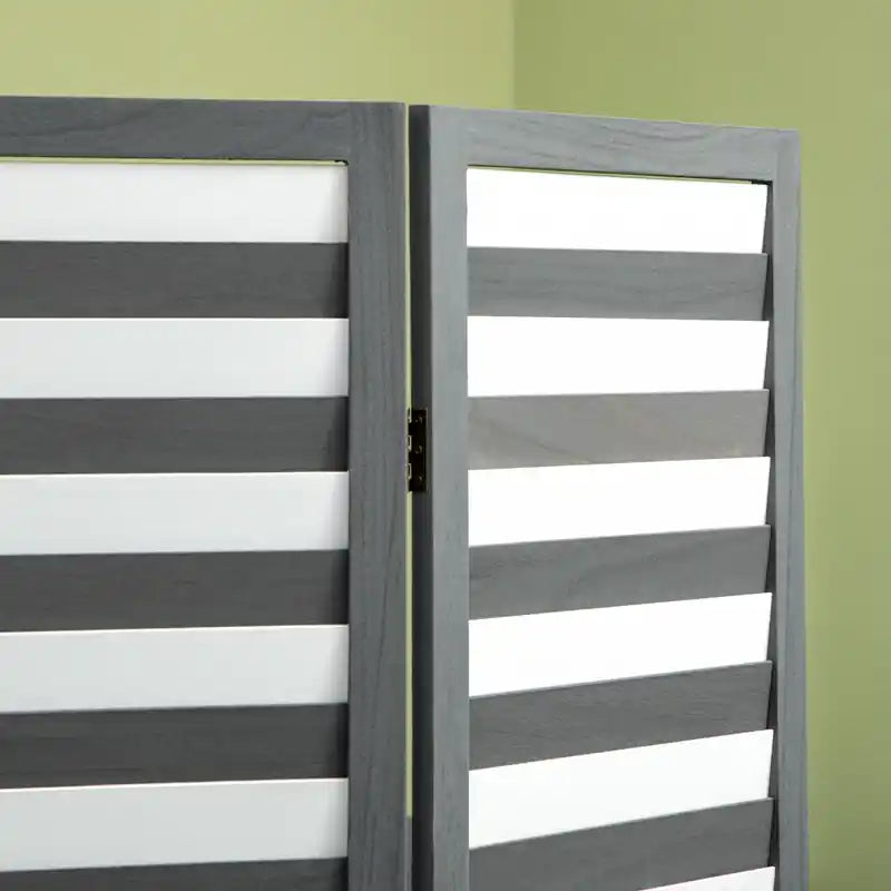 4-Panel Folding Room Divider with Louvred Privacy Screen, Freestanding Partition