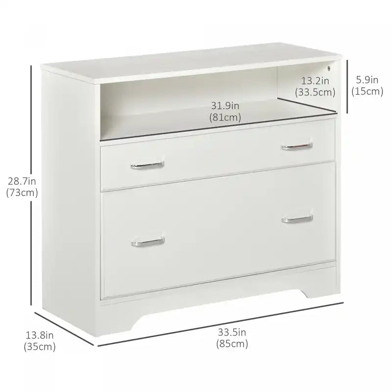 2-Drawer File Cabinet with Hanging Rail, Lockable Office Storage for Letter/Legal Files